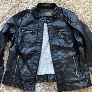 Leather Jacket with with faux fur lining